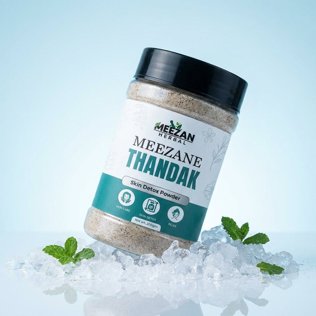 Meezan E Thandak – Herbal Cooling Powder for Body Heat, Acne & Skin Freshness